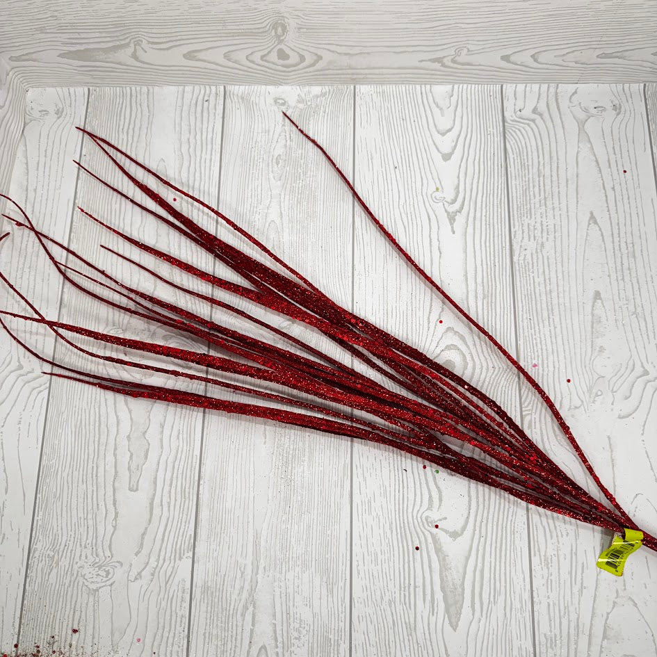 GLITTER SWORD GRASS SPRAY H32 - RED - OO - 86010RD