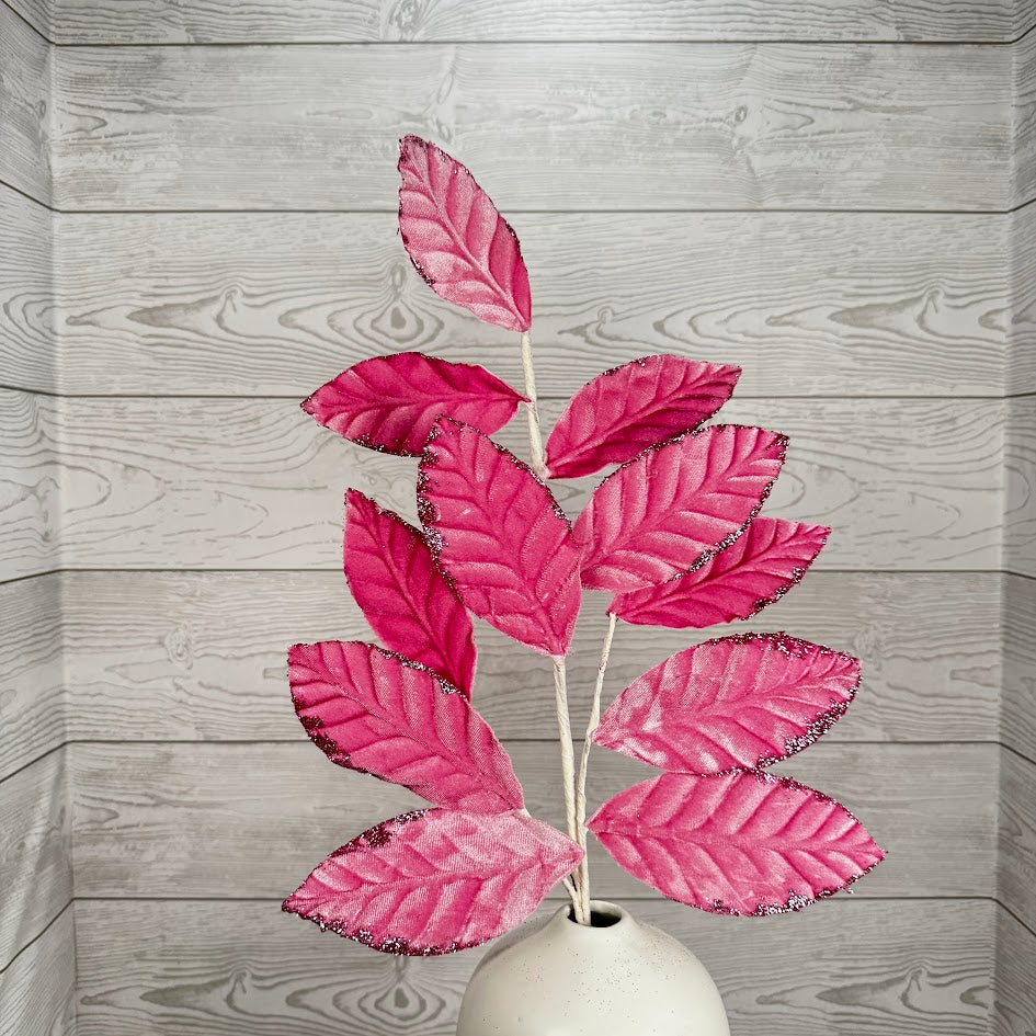 VELVET MAGNOLIA LEAF SPRAY X11 H25 - MAUVE - OO - 85361MV