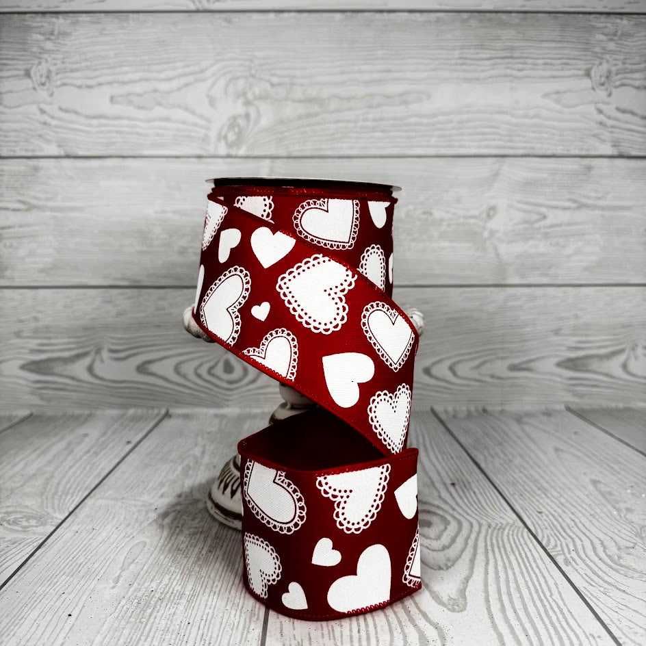 2.5"X10YD HEARTS - RED/WHITE - RGE172724