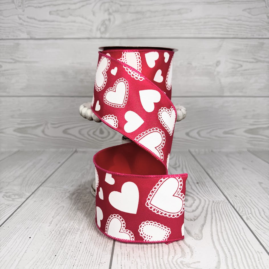 2.5"X10YD HEARTS - PINK/WHITE - RGE172511