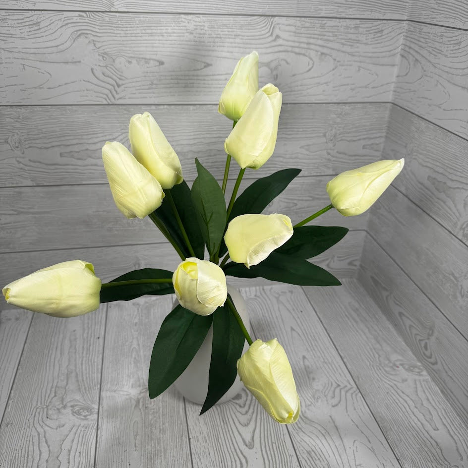 18IN TULIP BUSH X9 - CREAM - 84888-CR * BL