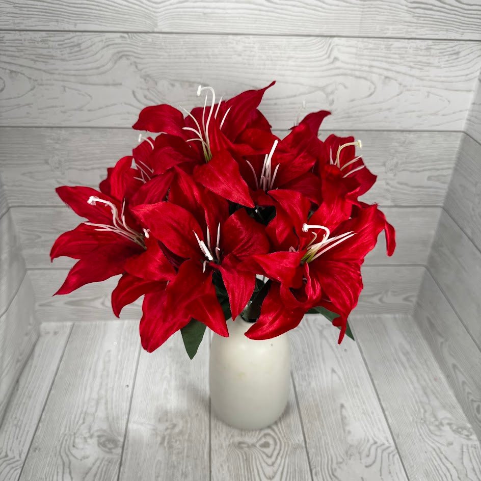 19IN TIGER LILY BUSH X11 - RED - 84852-RD * G