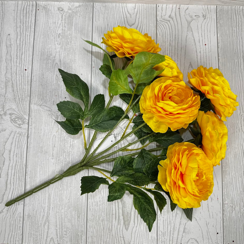 19IN RANUNCULUS BUSH X6 - YELLOW - 84894-YEL * PK G