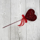 12IN GLITTER HEART PICK - RED - 40430-RD * BL G