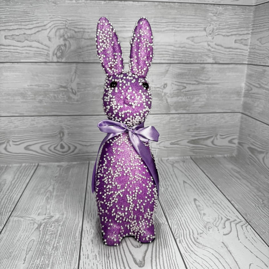 11IN GLITTER BEADED EASTER BUNNY - PURPLE - 23187-PU * BL G