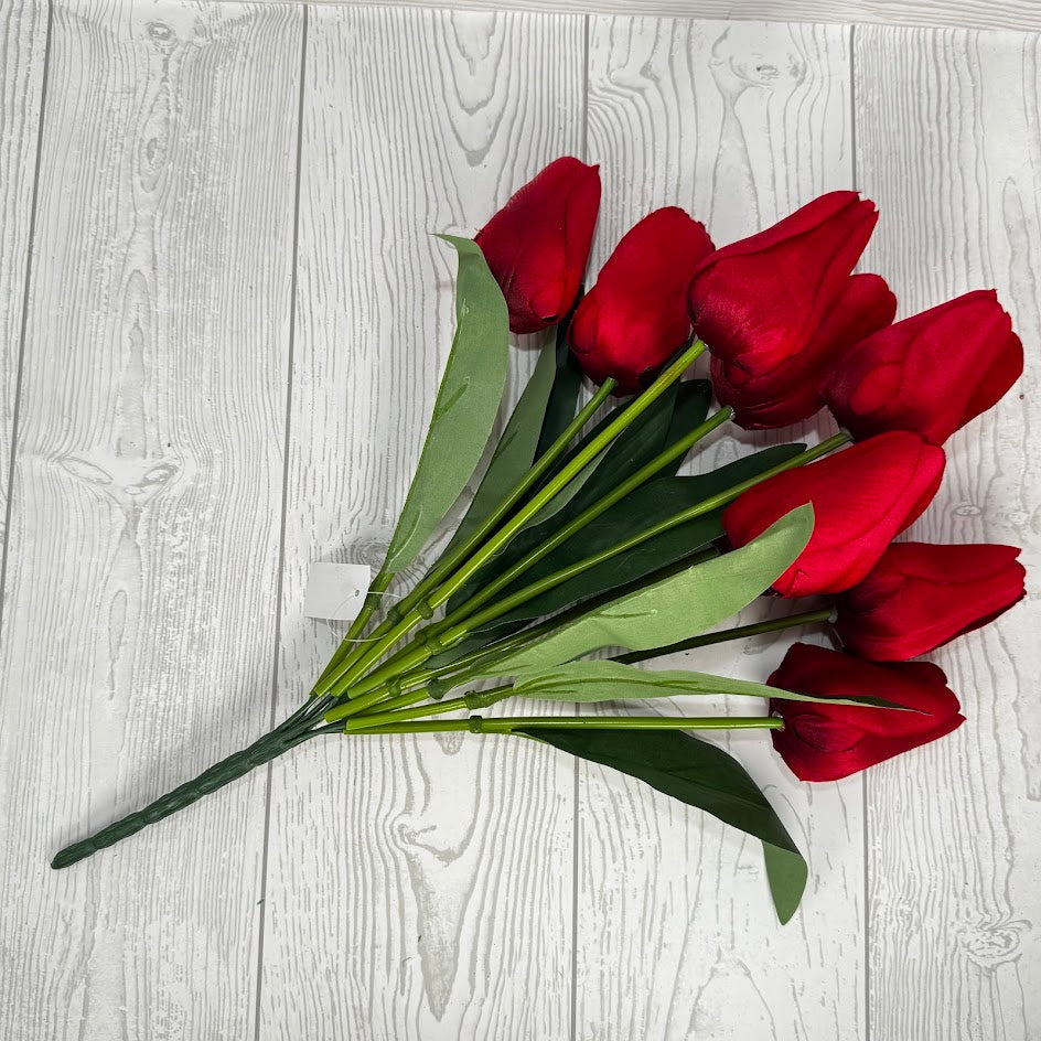 18IN TULIP BUSH X9 - RED - 84888-RD * BL