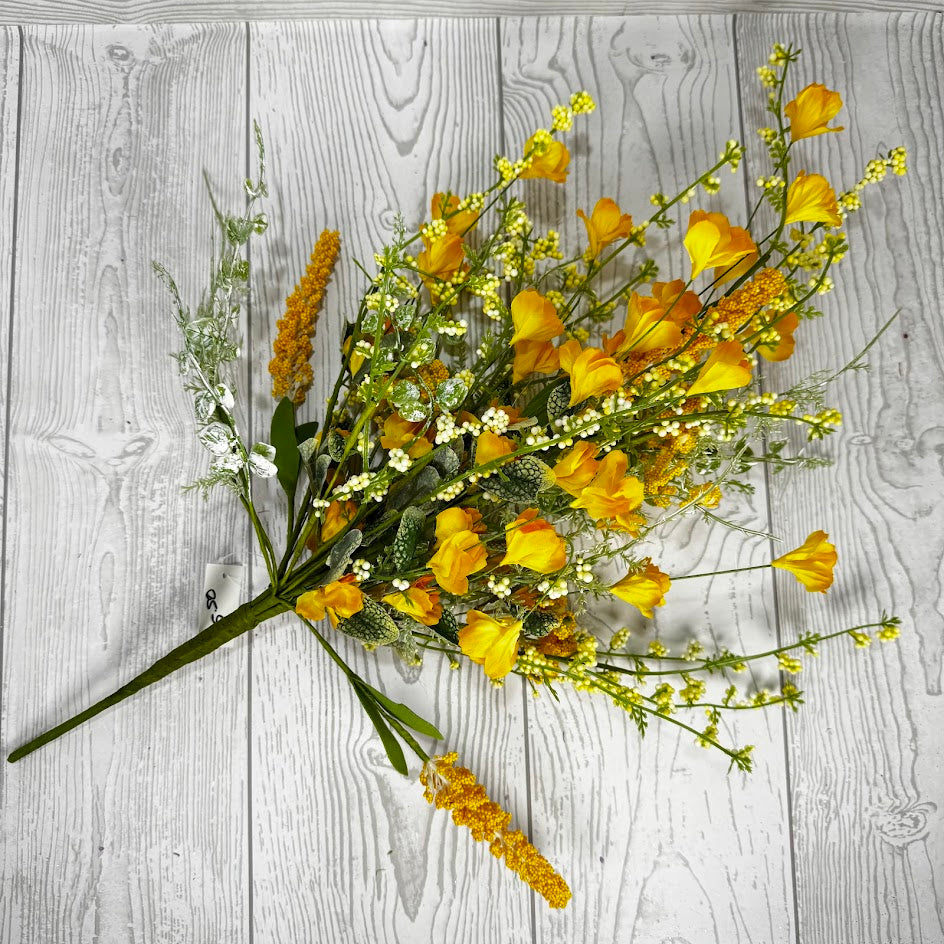 22IN MIXED WILDFLOWER BERRY - YELLOW - 40434-YEL * BL