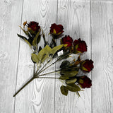 ROSE BUDS/GRASS X6 - BURGUNDY - AU20190-BURG * RD