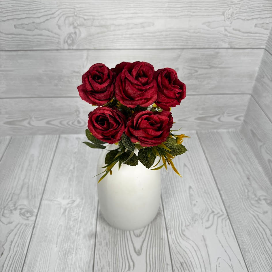 ROSE BUDS/GRASS X6 - BURGUNDY - AU20190-BURG * RD
