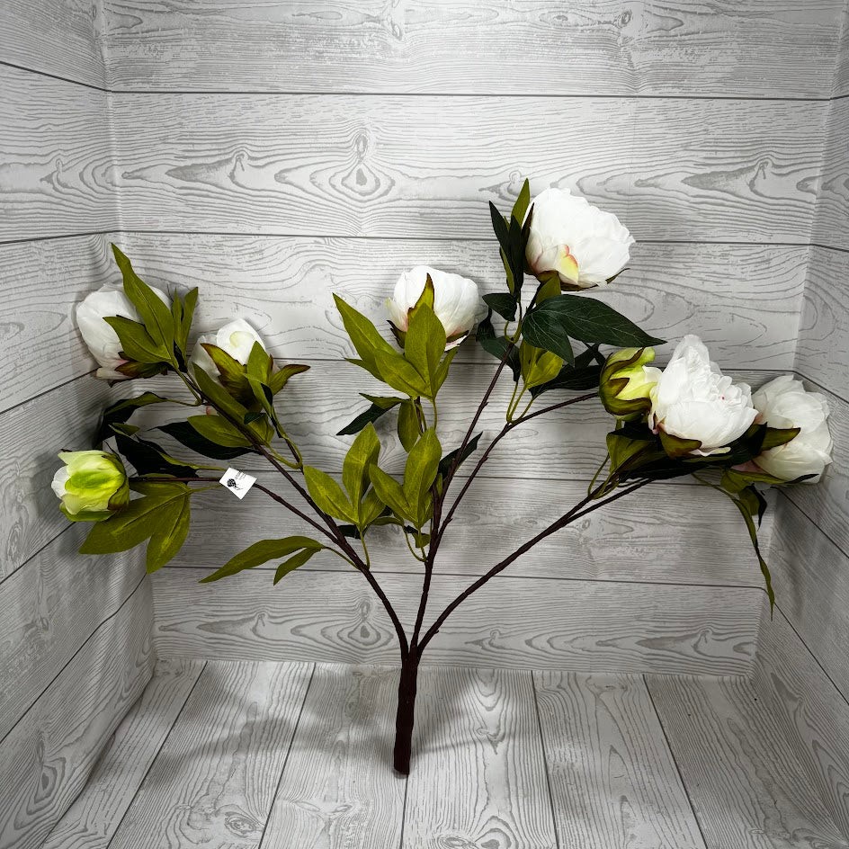 23" POLYESTER PEONY BUSH X9 - CREAM/PINK - 25786 * R