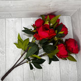23" POLYESTER PEONY BUSH X9 - RED - 27167 * R