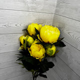 23" POLYESTER PEONY BUSH X9 - YELLOW - 27176 * R