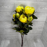 23" POLYESTER PEONY BUSH X9 - YELLOW - 27176 * R
