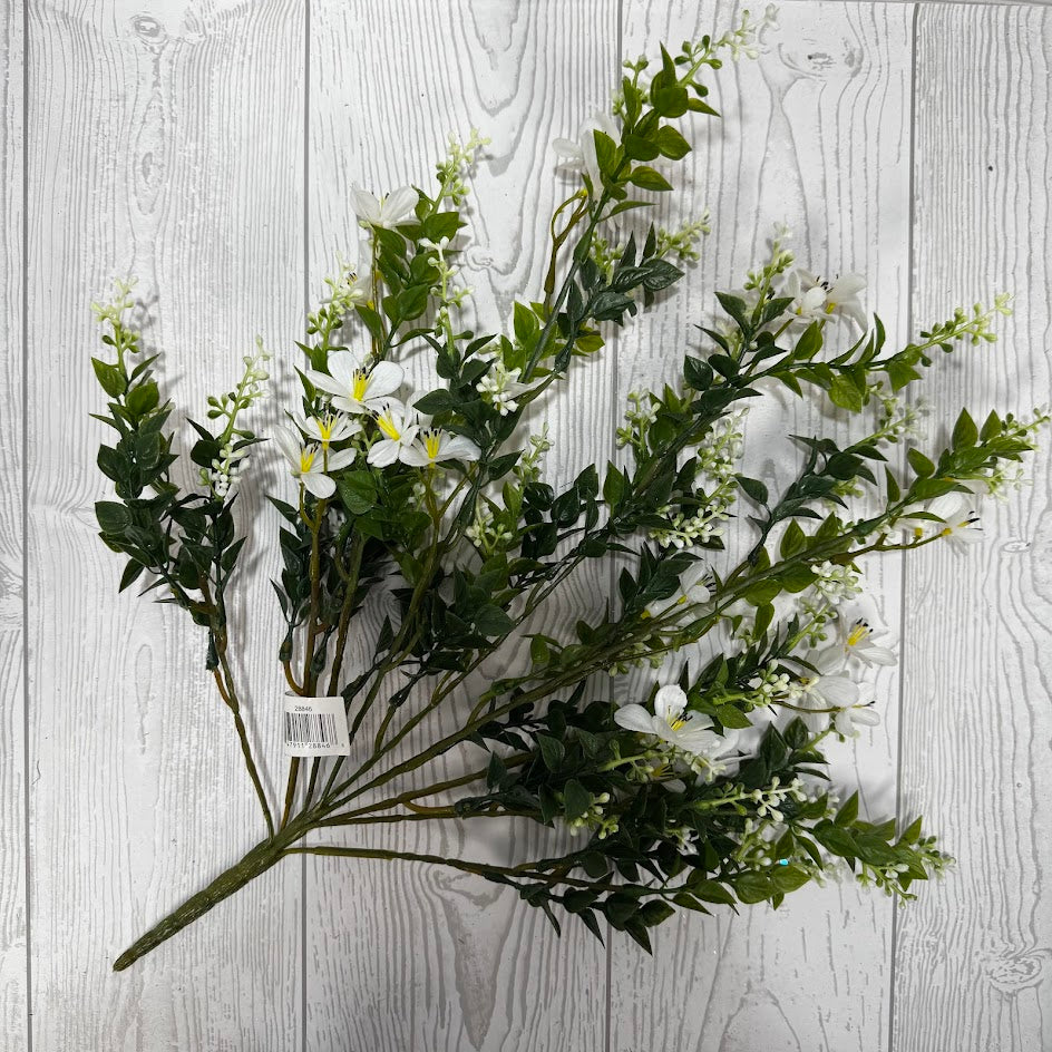 19" MINI LEAF BUSH X9 - WHITE/GREEN - 28846 * OO