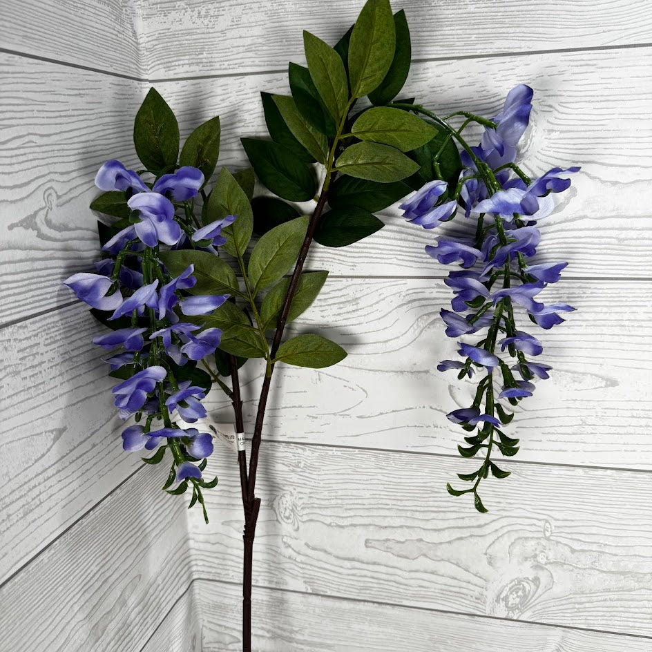 93CM WISTERIA SPRAY X2 W/ 4 LEAVES - BLUE - 29004 * BL
