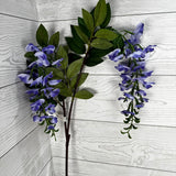 93CM WISTERIA SPRAY X2 W/ 4 LEAVES - BLUE - 29004 * BL