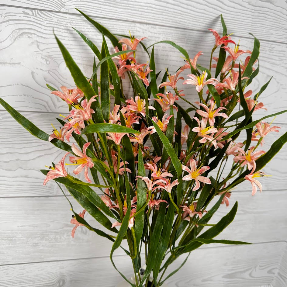 21" FRESH TOUCH MINI LILY BUSH - WHITE/PINK - 28309 * BL