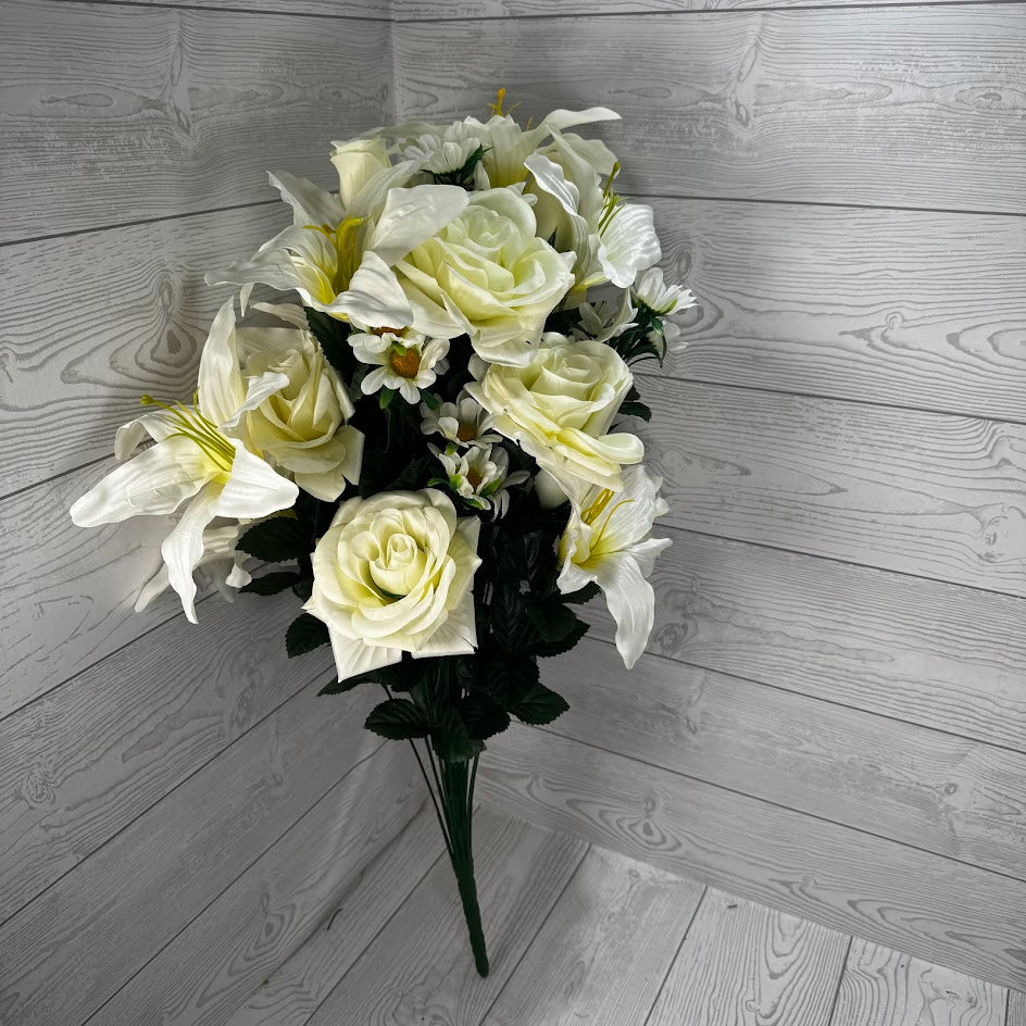 28IN LILIUM ROSE MIXED BUSH - CREAM - 80359A-CR * RD