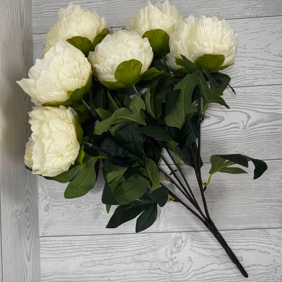 21IN PEONY BUSH X7 - CREAM - 85686-CR * PK G