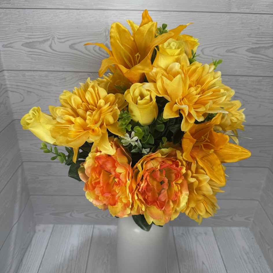 24IN PEONY DAHLIA LILY ROSE - YELLOW - 84126-YEL * RD
