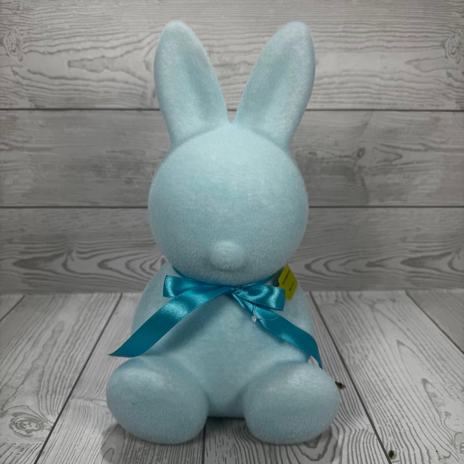 FLOCKED BUNNY MEDIUM H12xDIA7 - BLUE - 63989BL * RD