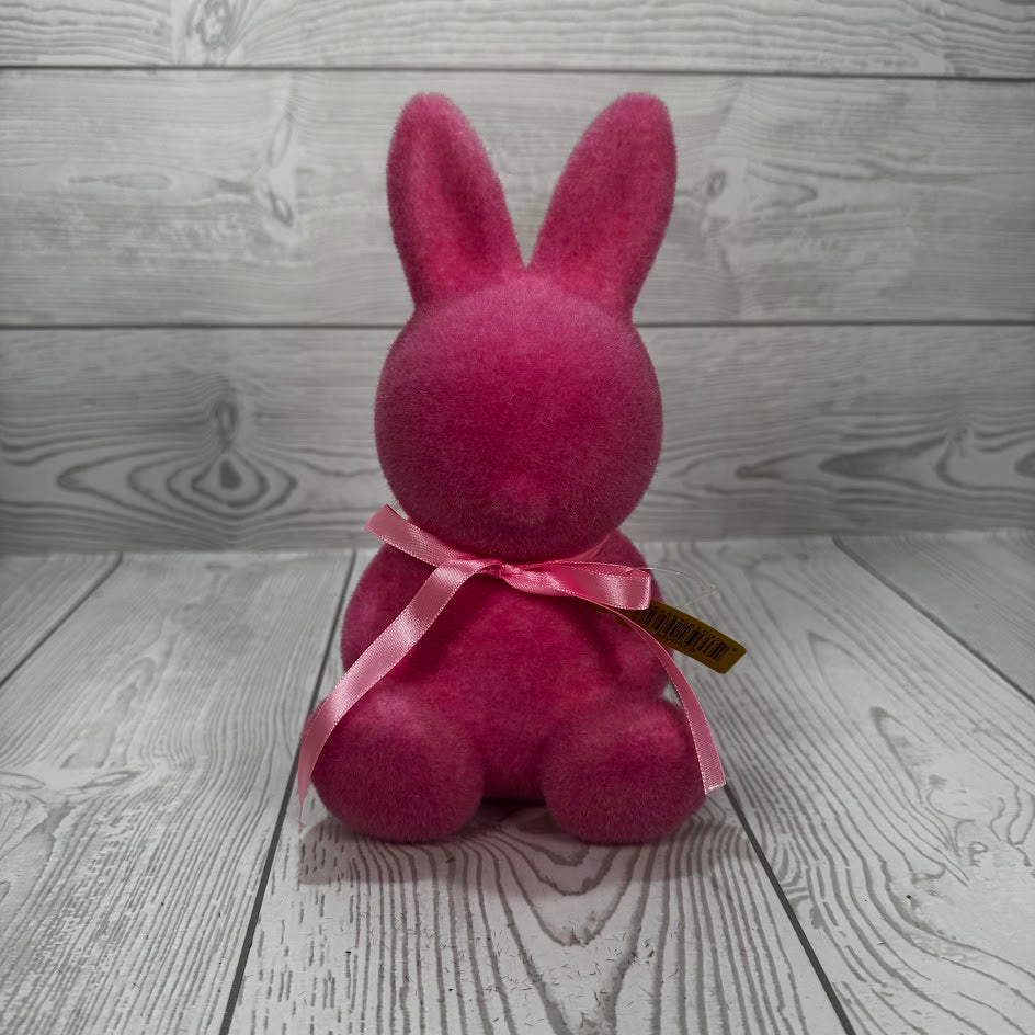 FLOCKED BUNNY SMALL H8XDIA4.5 - PINK - 63990PK * RD