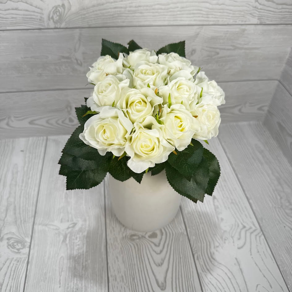 MELANIE ROSE BOUQUET X12 H10 - CREAM - 35140CM