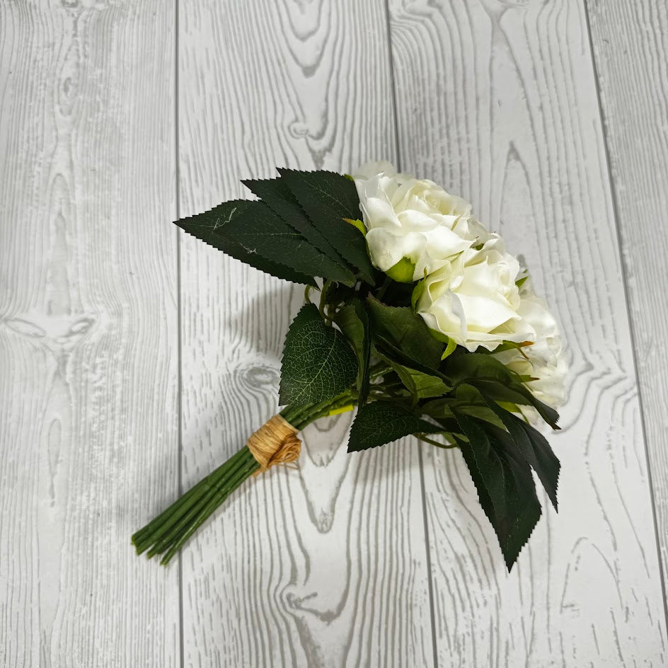 MELANIE ROSE BOUQUET X12 H10 - CREAM - 35140CM