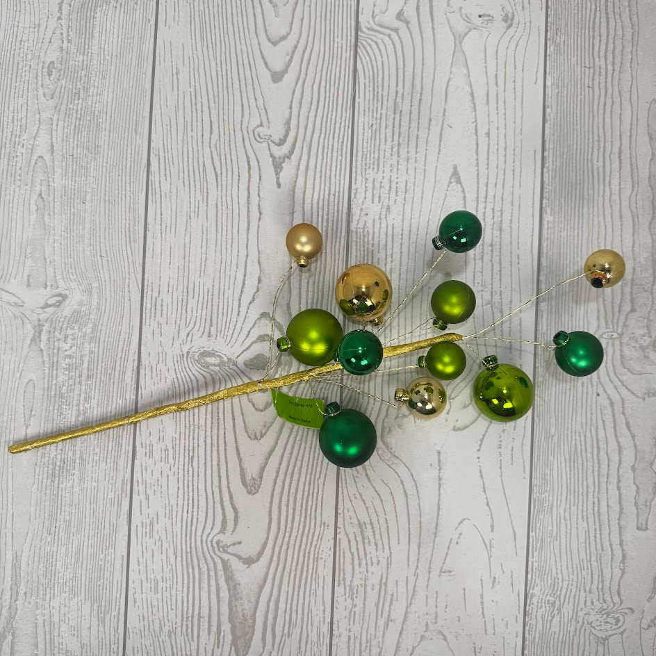 ORNAMENT SPRAY H16 - GREEN/GOLD - 63483GNGD * G