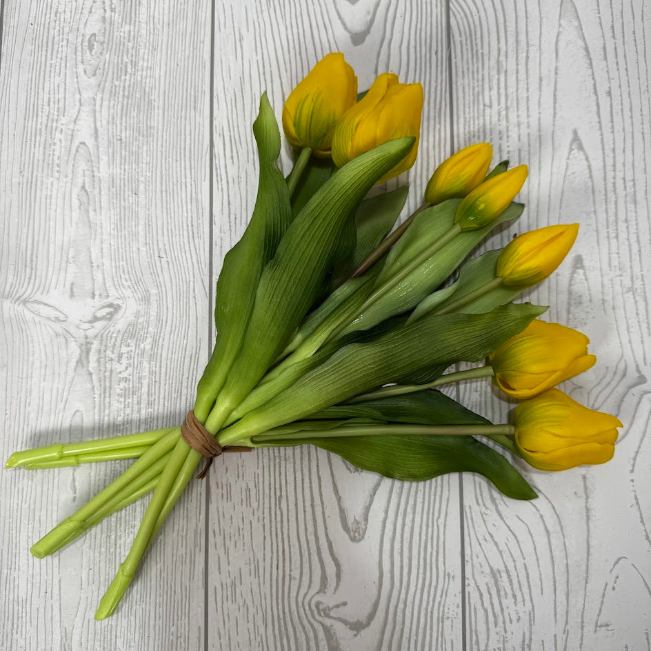12IN SOFT TOUCH TULIP BUNDLE - YELLOW - 85465-YEL * G
