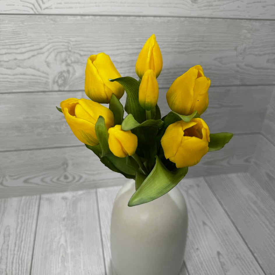 12IN SOFT TOUCH TULIP BUNDLE - YELLOW - 85465-YEL * G