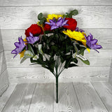 21IN PEONY DAHLIA BUSH X14 - PURPLE/RED/YELLOW - 21269-PURDYEL * BR