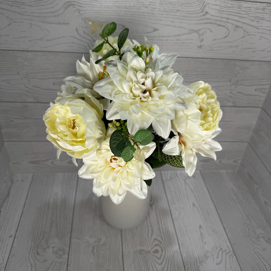21IN PEONY DAHLIA BUSH X14 - CREAM - 21269-CR * BR