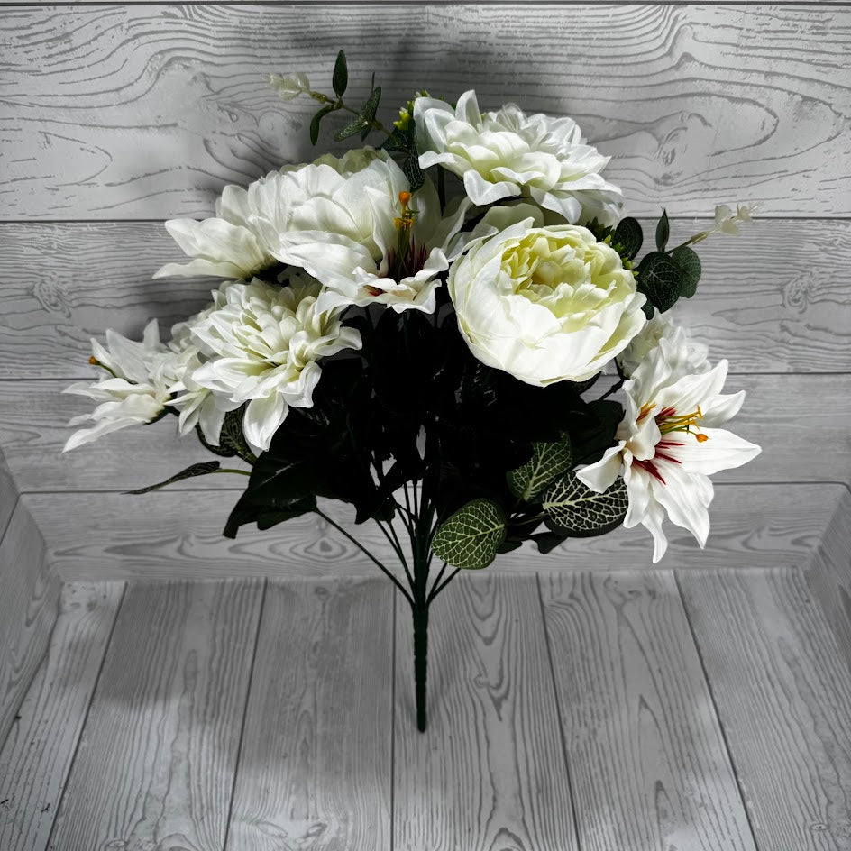 21IN PEONY DAHLIA BUSH X14 - CREAM - 21269-CR * BR