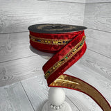 1.5"X10YD MULTI JEWELED TRIM METALLIC DUPION DBL FUSED RED - JME - JME-WN25-184-RED-1.5