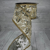 2.5"X5YD JEWELED PEARL MIRROR TRIM - GOLD/PLANTINUM - JME - JME-WN25-082-GOLD-2.5
