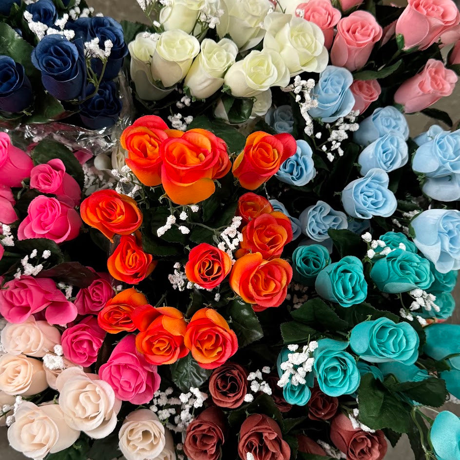 COLOR FAST LILLIAN ROSE BUD BUSH X14 STEMS - 30308 - INDIVIDUAL COLORS