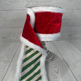 4"X5YD VELVET RED/WHITE FUR WITH GREEN/WHITE STRIPE BACKING - JME - JMEWN25-091-RED-4