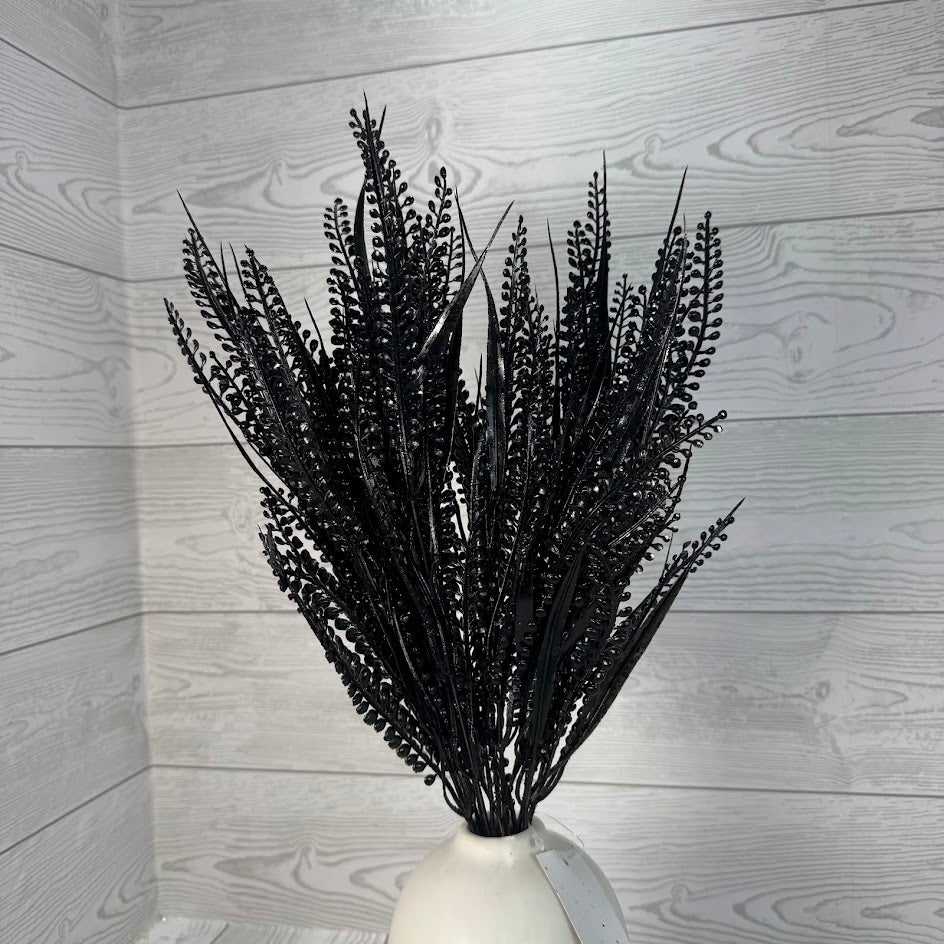 20IN PLASTIC BUTTON FERN - BLACK - 85797-BK * OO