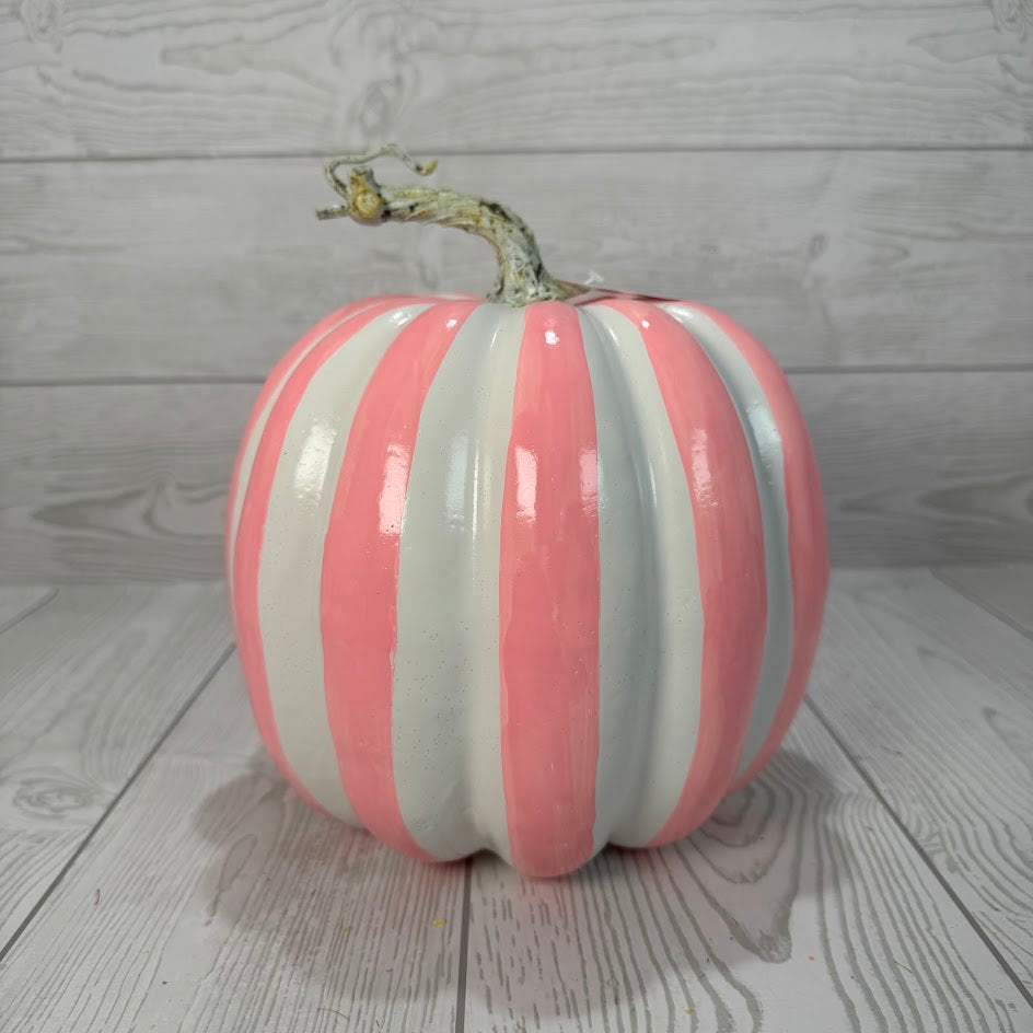 7.5IN STRIPE PUMPKIN - PINK/WHITE - 23066-PKWT * RD