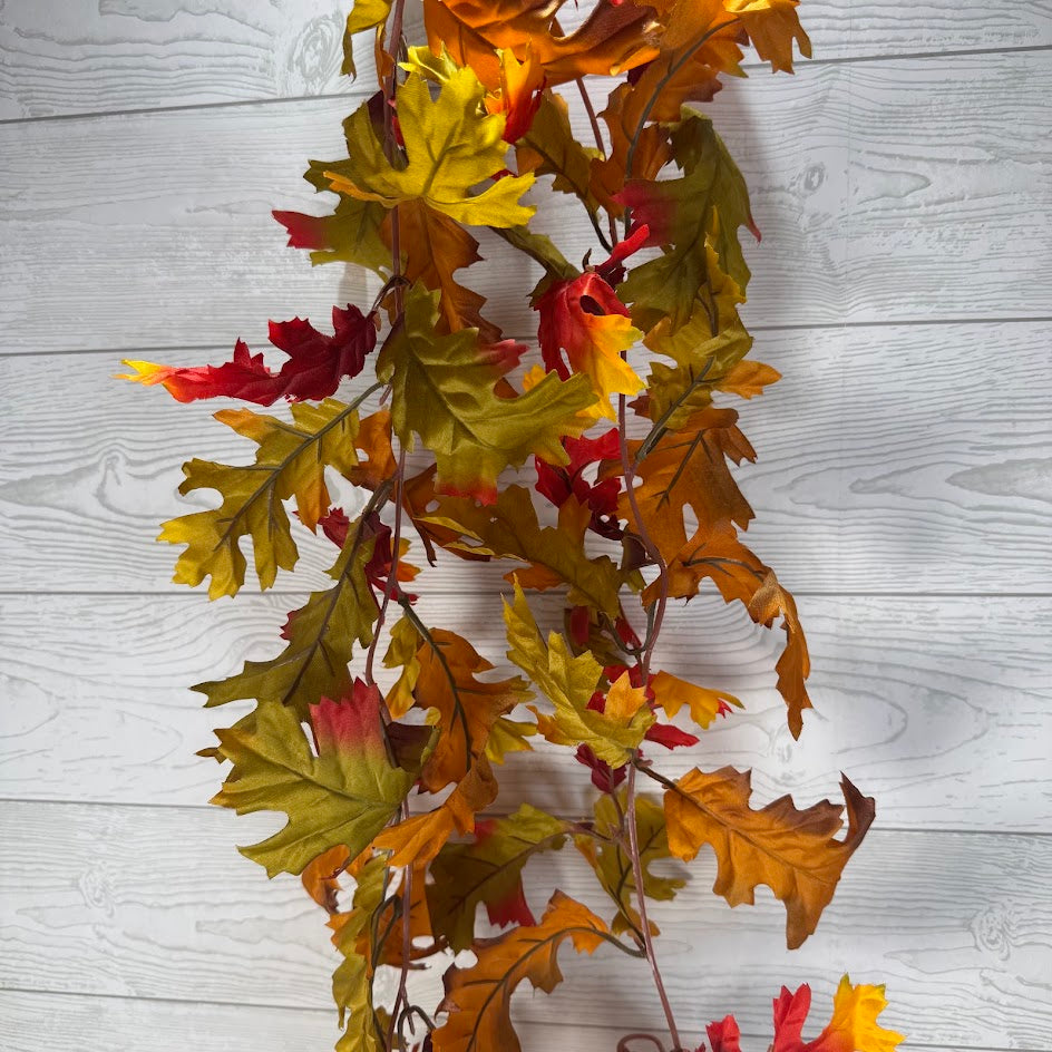 65IN OAK LEAF GARLAND - FLAME ORANGE - 58867-FLAMEOR * G