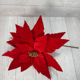 15IN VELVET POINSETTIA STEM - RED - 40474 * G