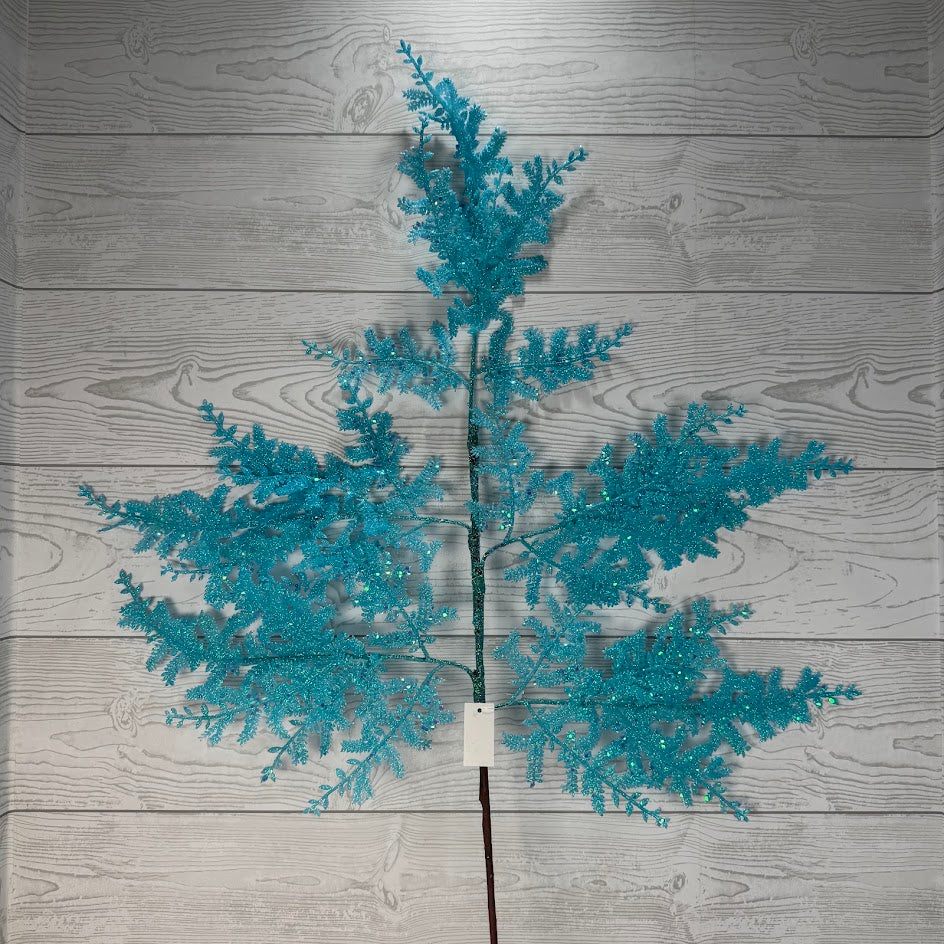 32IN GLITTER FERN SPRAY - BLUE - 21251-BL * BL