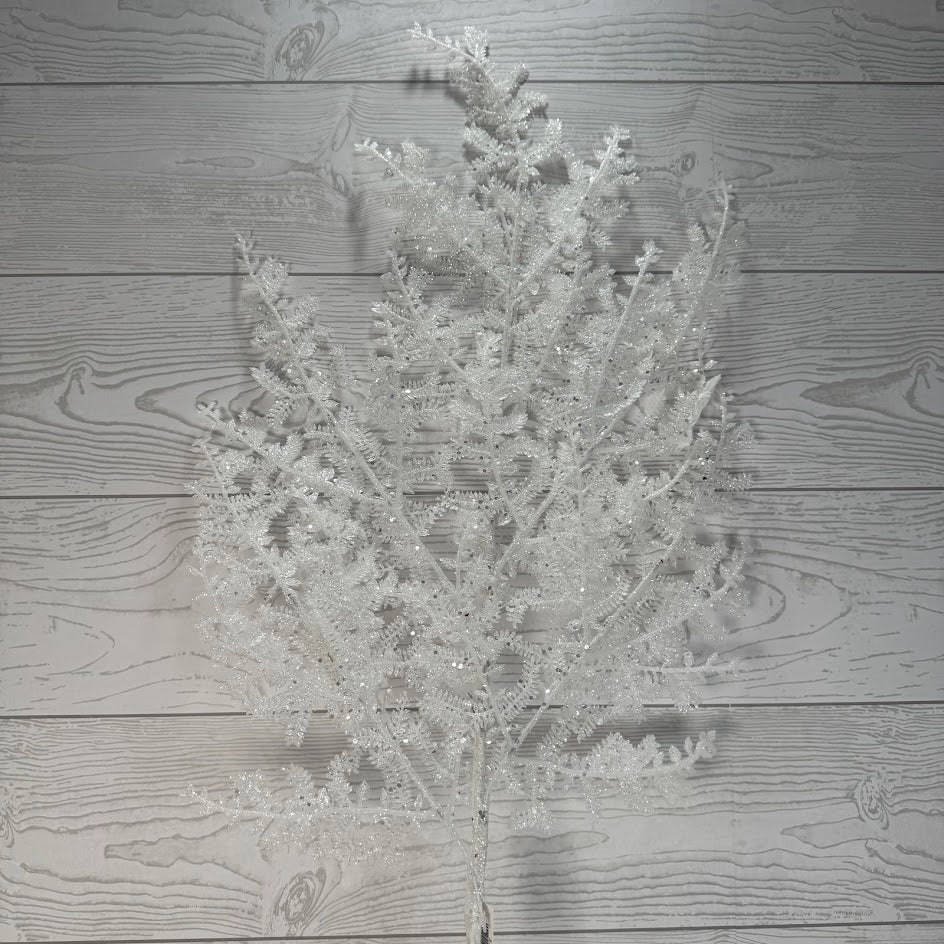 32IN GLITTER FERN SPRAY - WHITE - 21251-WT * BL