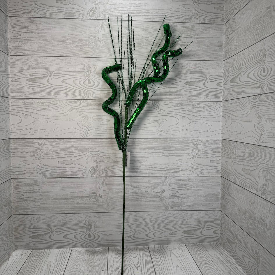33IN SEQUIN SPIRAL SPRAY - GREEN - 65853-GN * G