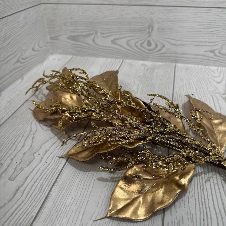 24" MAGNOLIA LEAF SPRAY - GOLD - 32297-GOLD * G