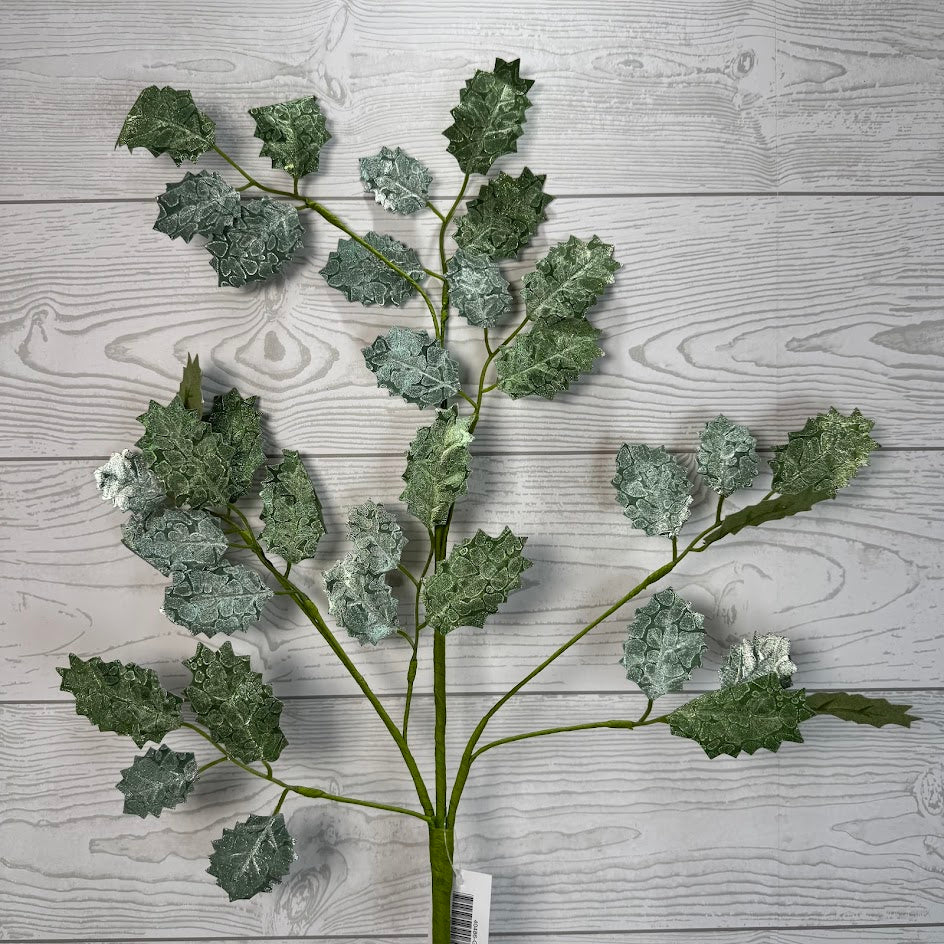 30.5" METALLIC HOLLY LEAF - GREEN - 40486-GN * OO