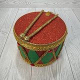 GLITTER DRUM ORNAMENT H5XDIA6 - RED/GREEN - 85258RDGN * BL G