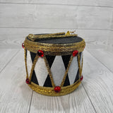 GLITTER DRUM ORNAMENT H5XDIA6 - BLACK/WHITE - 85258BKWT * BL G