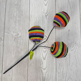 CHENILLE STRIPE BALL PICK X3 H16 - BLACK/ORANGE/GREEN - 57028HAL *  G